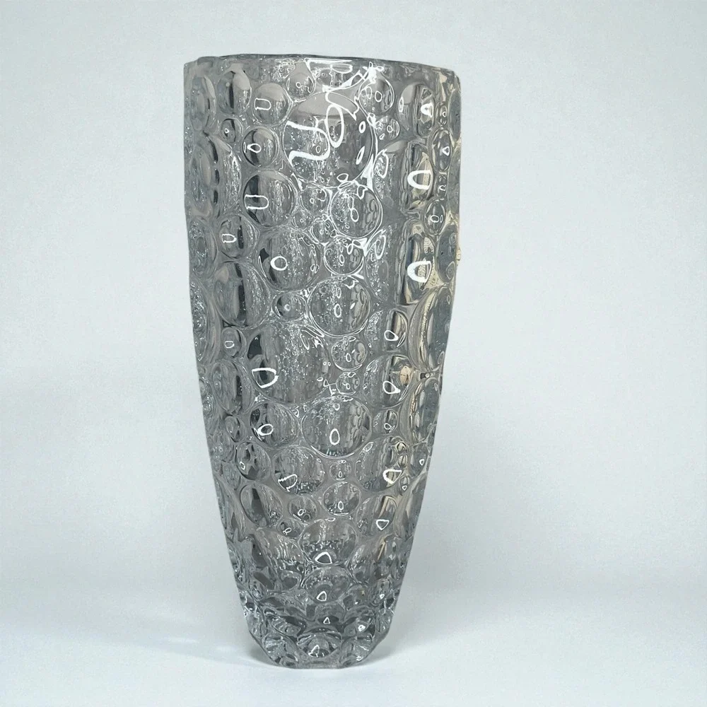 Czech Lead Crystal Vase Tall, Button, Coin Dot Heavy Vase‎ Of A Thousand Bubbles